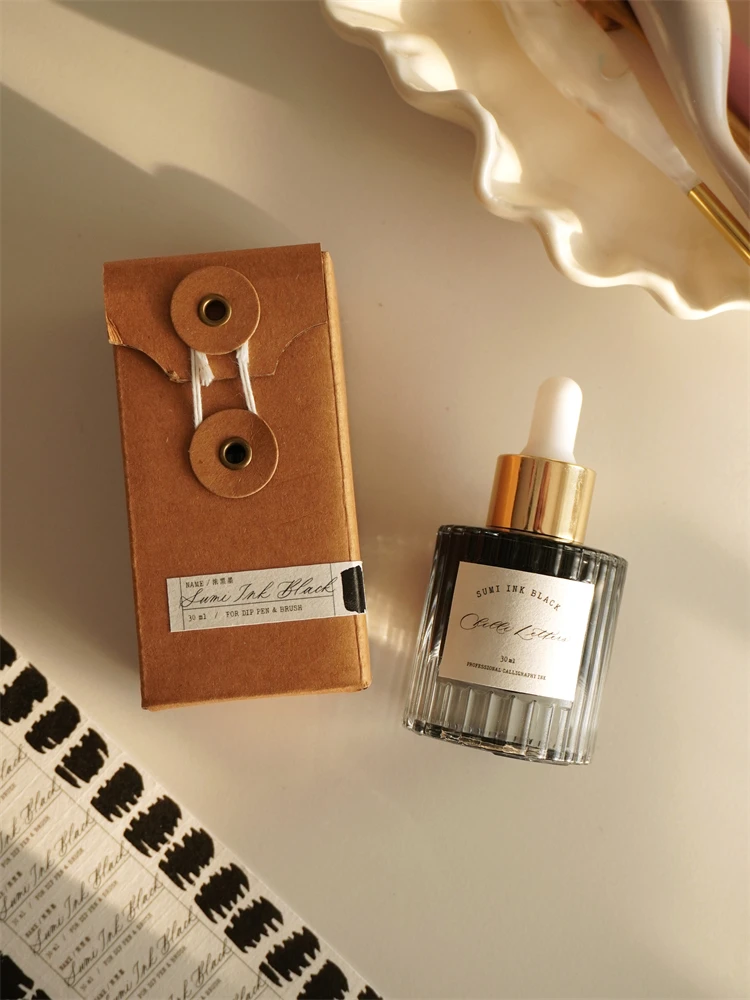 Recommended For Beginners! Black Dip Pen Calligraphy Ink, Modern English Floral Font, Pointed Dots, Sumiink