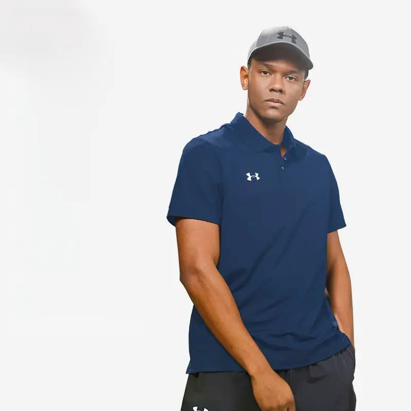 

Under Armour Navy Blue Men's Summer Breathable Golf Business Short Sleeve Quick-Dry Sport Collar Polo T-Shirt