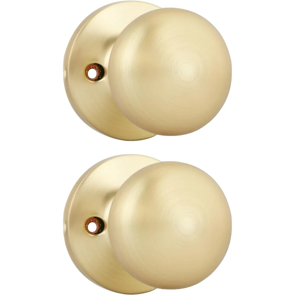 

Gold Closet Door Knobs, Handle Function Non-Locking Dummy Door Knob, Brushed Gold Individual Dummy Door Knob Single Side for Cl