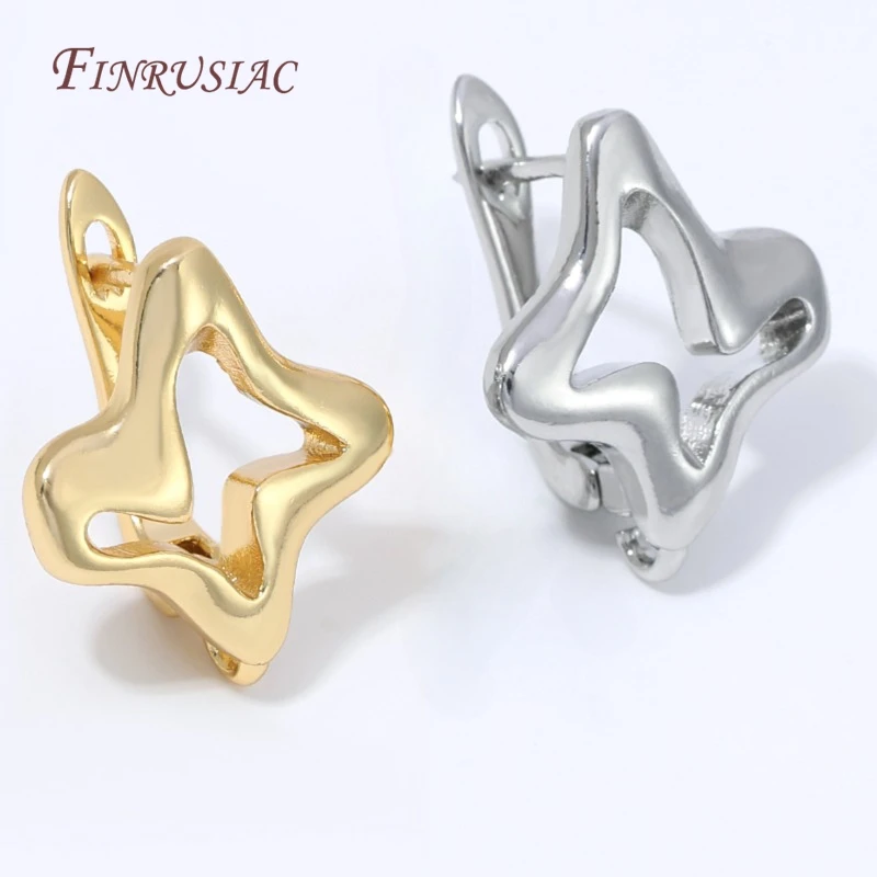 18K Gold Plated Hollow Heart Star Oval Earring Clasps Findings,Ear Wire Hooks with Loop,DIY Handmade Earrings Making Accessories image 2