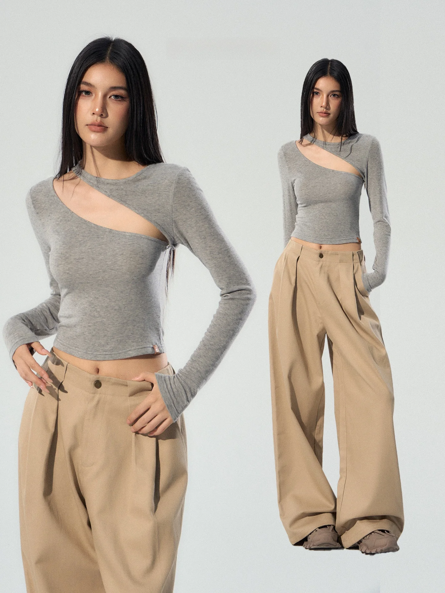 

ACME AURA Уникальный женский топ с отстегивающимися бретелями и длинными рукавами, модный, стильный, удобный, из мягкого материала, укороченный