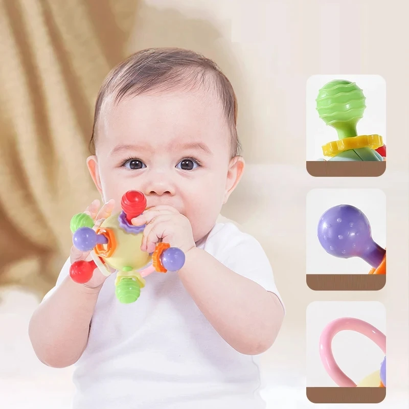 Newborn Baby Rattle Toys Montessori Sensory Teether Grasping Activity Development Toys Silicone Teething Toys For Babies  0 12 M