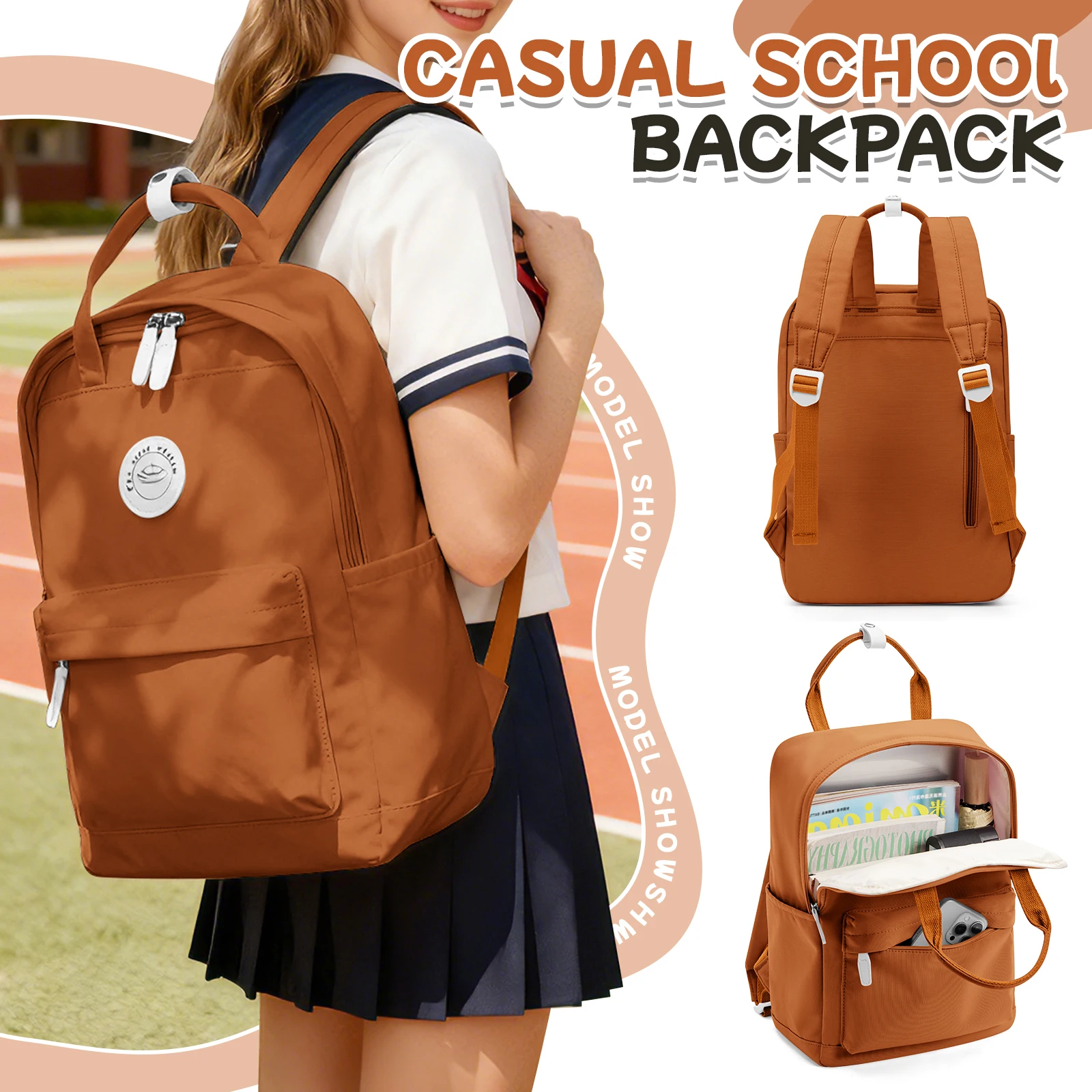 Women's Classic Casual Backpack, Large Capacity School Backpack for Teens Suitable for Middle School Students, College Students