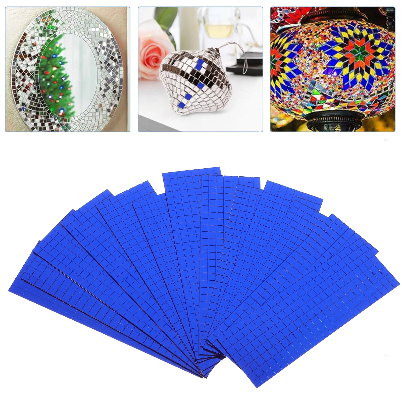 

6pcs Tiles Sticker 4x100cm Blue 5x5mm Self Adhesive Kitchen Bathroom DIY Decals Glass Wall Stickers