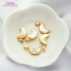 9x19MM 14K Gold Color Plated Sheel Moon Shape Connect Charms Pendants Jewelry Making Supplies Diy Accessories