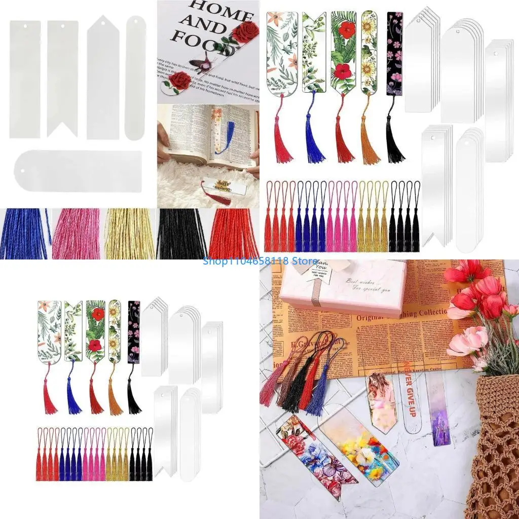 

30Pcs Clear Acrylic Bookmarks with Colorful Tassel for DIY Ornaments