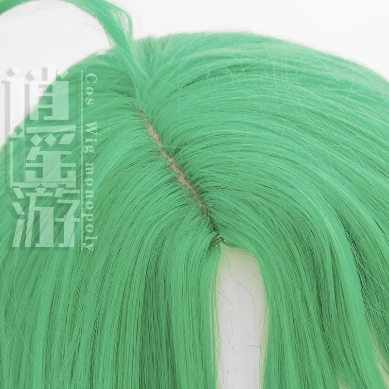 Game Genshin Impact Bai Zhu Cos Wig 90CM Light Green Heat-resistant Synthetic Hair Halloween Party Cosplay Anime Wigs+Wig Cap