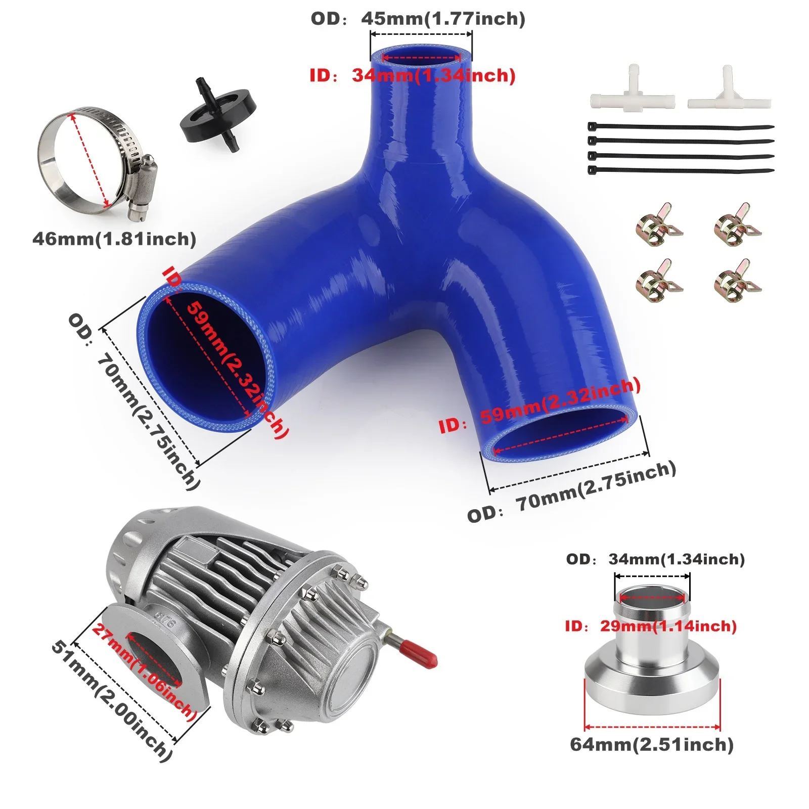 Aluminum Alloy Supercharger Blow Off Valve Kit For FZR FZS Yamaha Svho Sho FX GP1800 BOV Blue