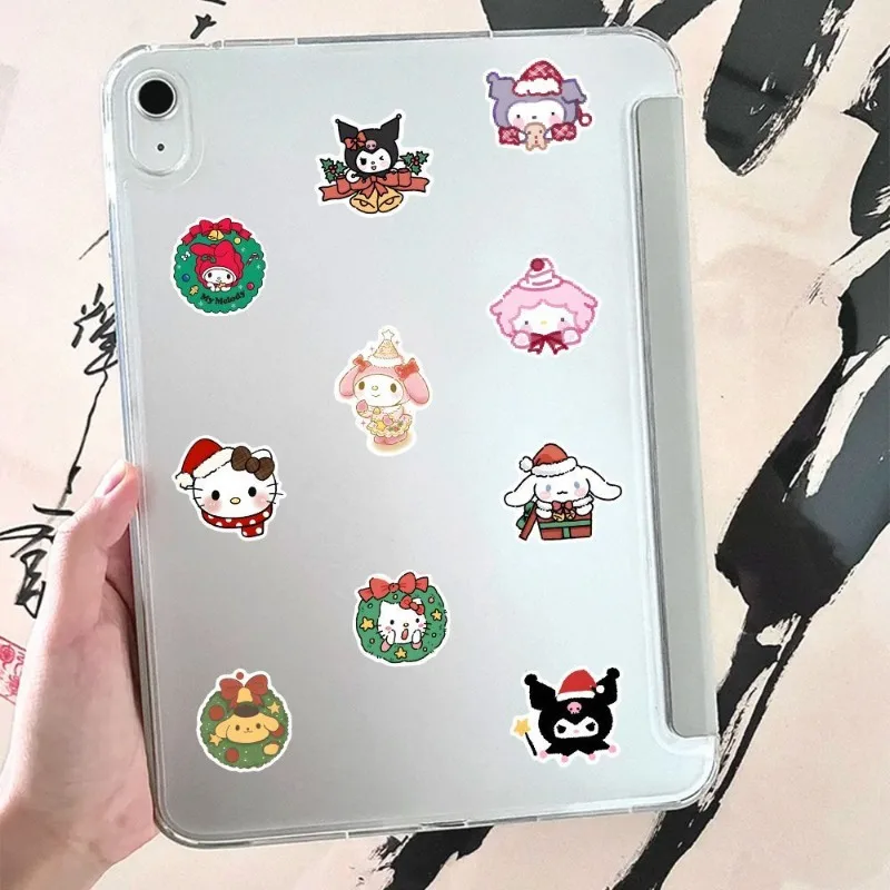 100 pçs dos desenhos animados natal sanrio adesivos bonito hellokitty pochacco decoração caso de telefone celular caneca adesivos de natal atacado