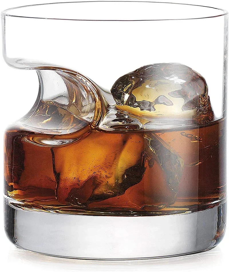 1 Pcs creative luxury home Whiskey Glass - Old Fashioned Whiskey Glass With Indented Cigar Rest 12.85 oz