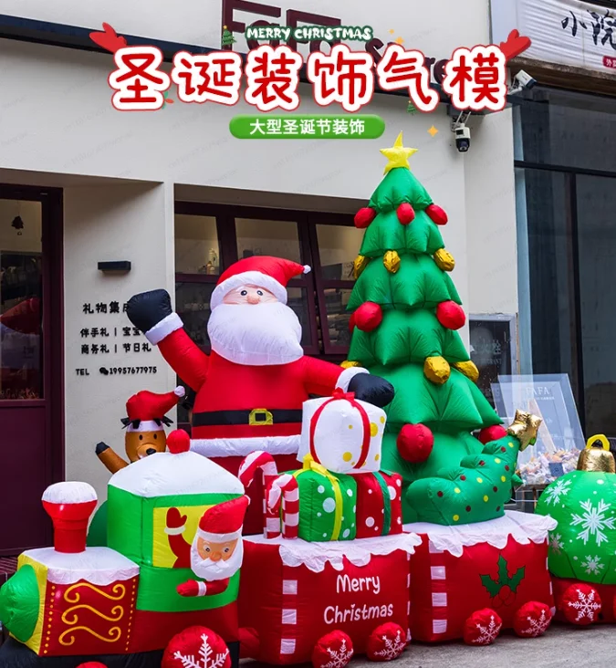 

Рождественский надувной Санта-Клаус, зеленые сани для волос, уличное украшение для двора, воздушная модель