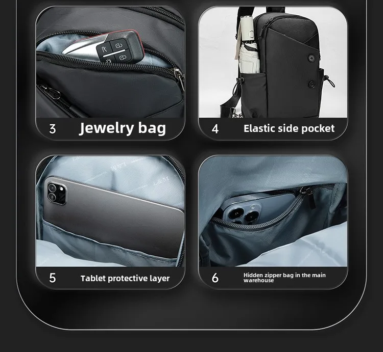 New Oxford Bag Men's Crossbody Bag Simple Multifunctional Single Shoulder Small Backpack for Business Travel Single Shoulder