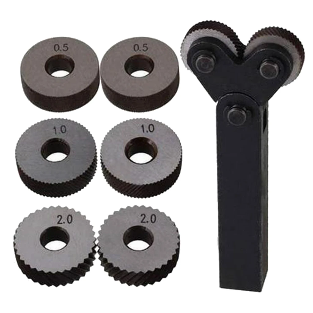 

Durable Steel Knurling Wheel 7pcs Set Precision Linear Knurler Tool Diagonal Single Wheel 0.5mm to 2mm for Metalworking