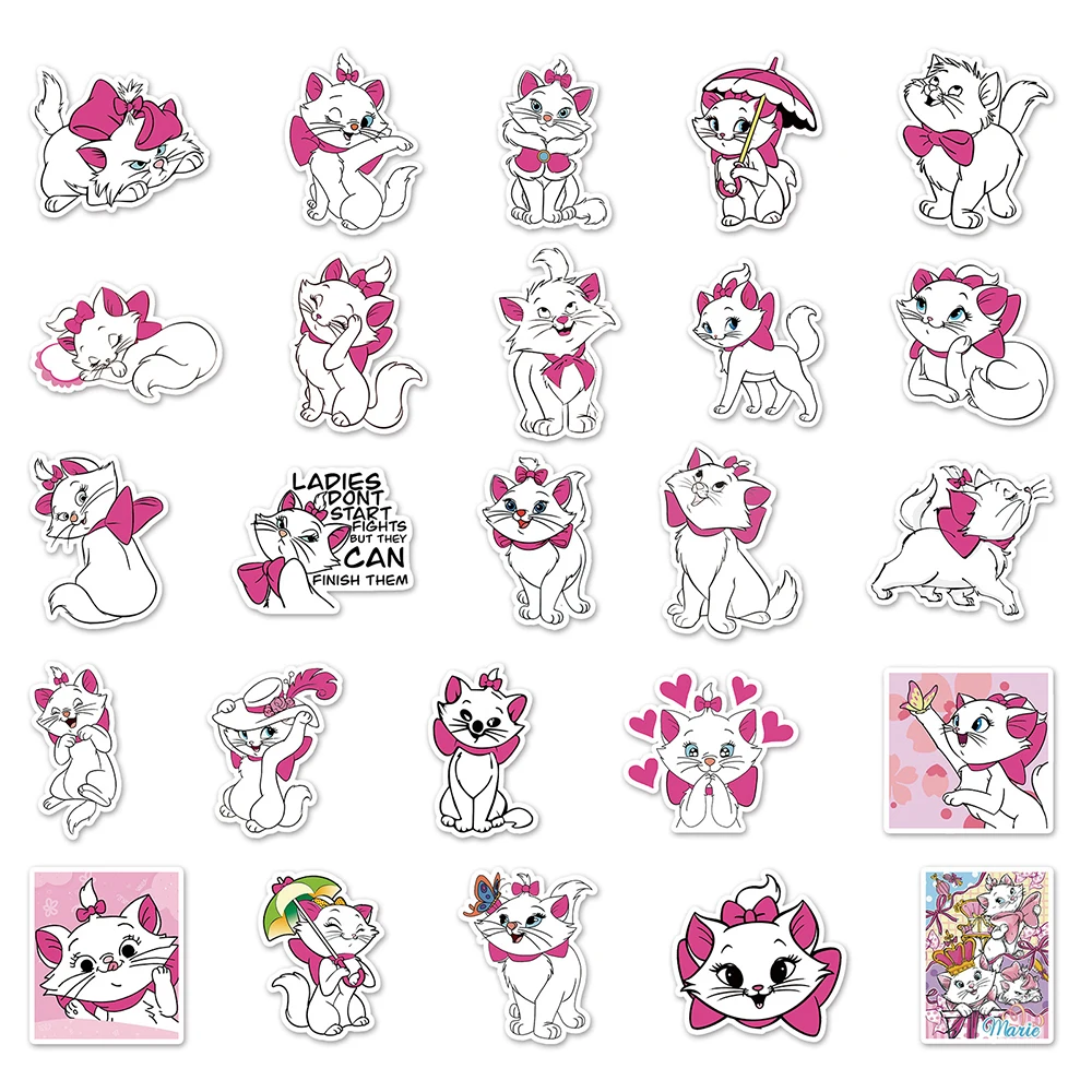 10/30/50PCS The Aristocats Cartoon Disney Marie Cat Stickers Cute Graffiti Decal Scrapbook Laptop Phone Luggage Kid Sticker Toy