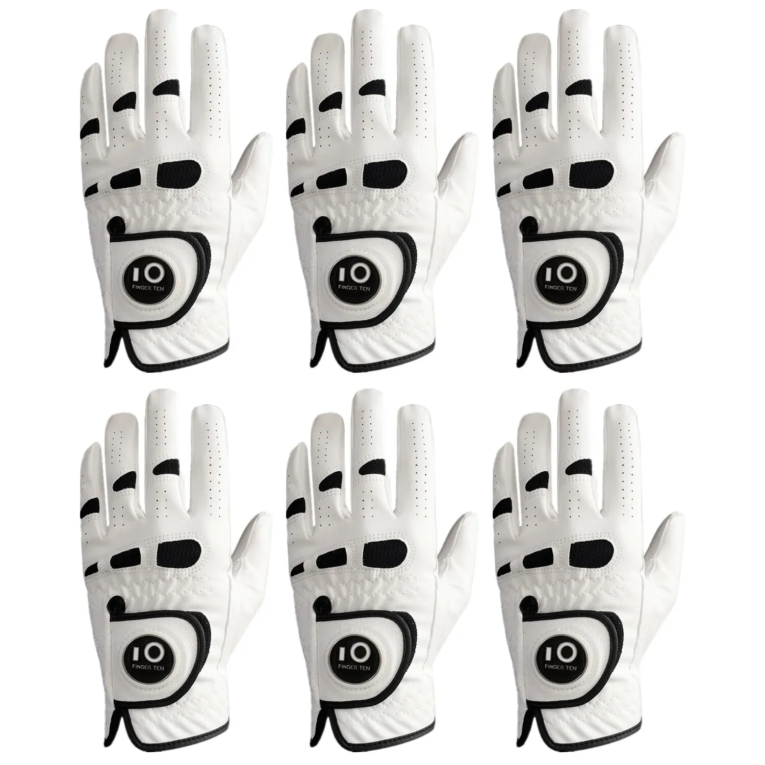 Golf Gloves Men for Left Hand with Ball Marker Value 6 Pack,Soft Synthetic Leather Glove for Right Hand Golfer Weathersof Grip