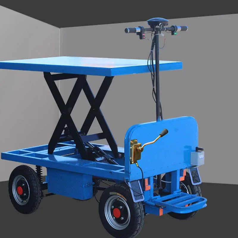 Dynamic Hydraulic Lift Flatbed Truck Warehouse Mobile Lift Platform Pull Truck Small Four-wheeled Trolley