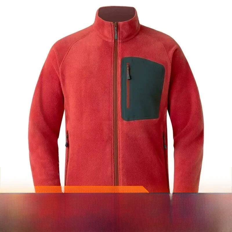 Ultra-Thin Fleece Windproof Warm Outdoor Jacket for Couples Autumn Winter Standard Fit Polyester Fiber Long Sleeve Zipper Clo...