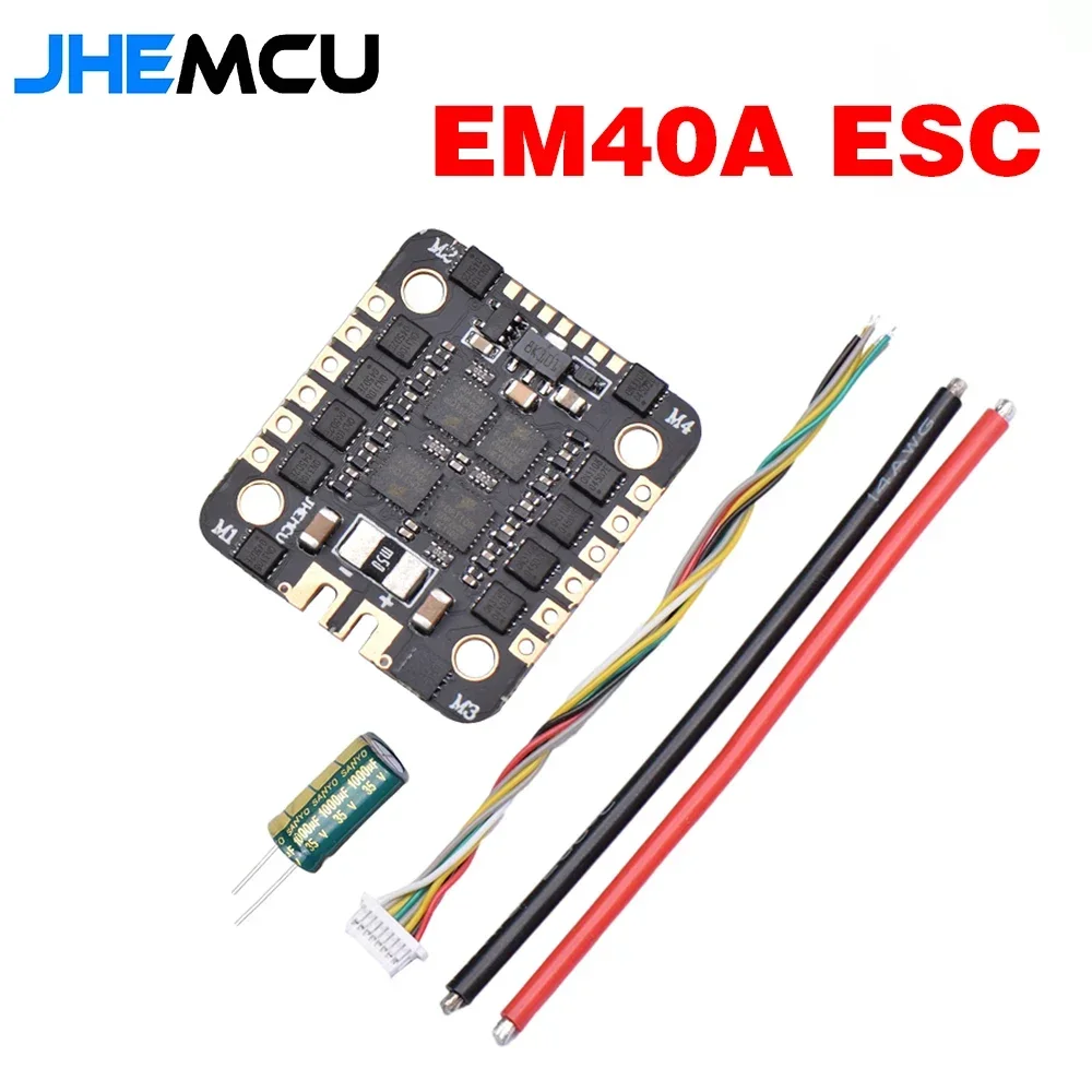 

JHEMCU EM40A 40A BLheli_S 4in1 Brushless ESC 2-6S DShot600 Hole Distance 20mm / M3 for RC FPV Racing Drone Quadcopter parts