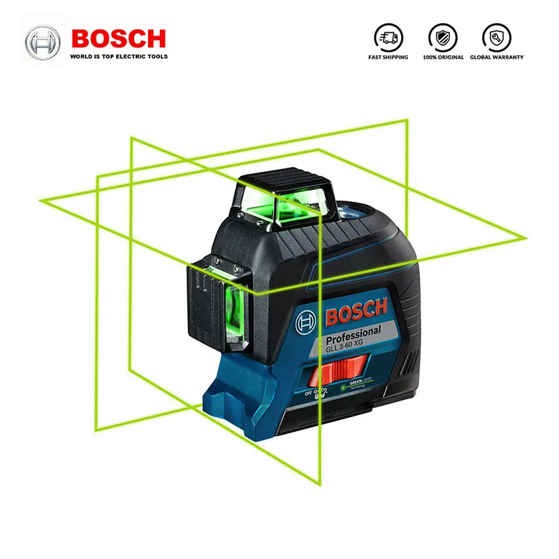 Bosch GLL3 Laser Level 360-Degree Auto Green 12-Plane Self-Leveling & Alignment-Line Laser Fine Adjustment Positioning Device