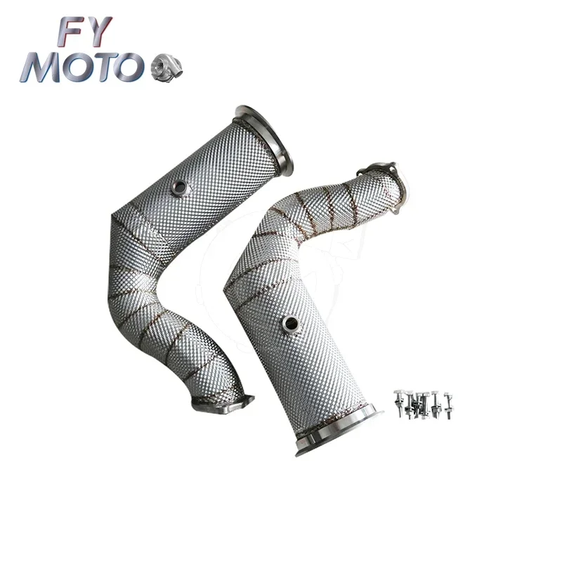 Exhaust Catalytic Downpipe for Por sche Cayenne Turbo S E-Hybrid Coupe 4.0 680hp with heat shield 2019