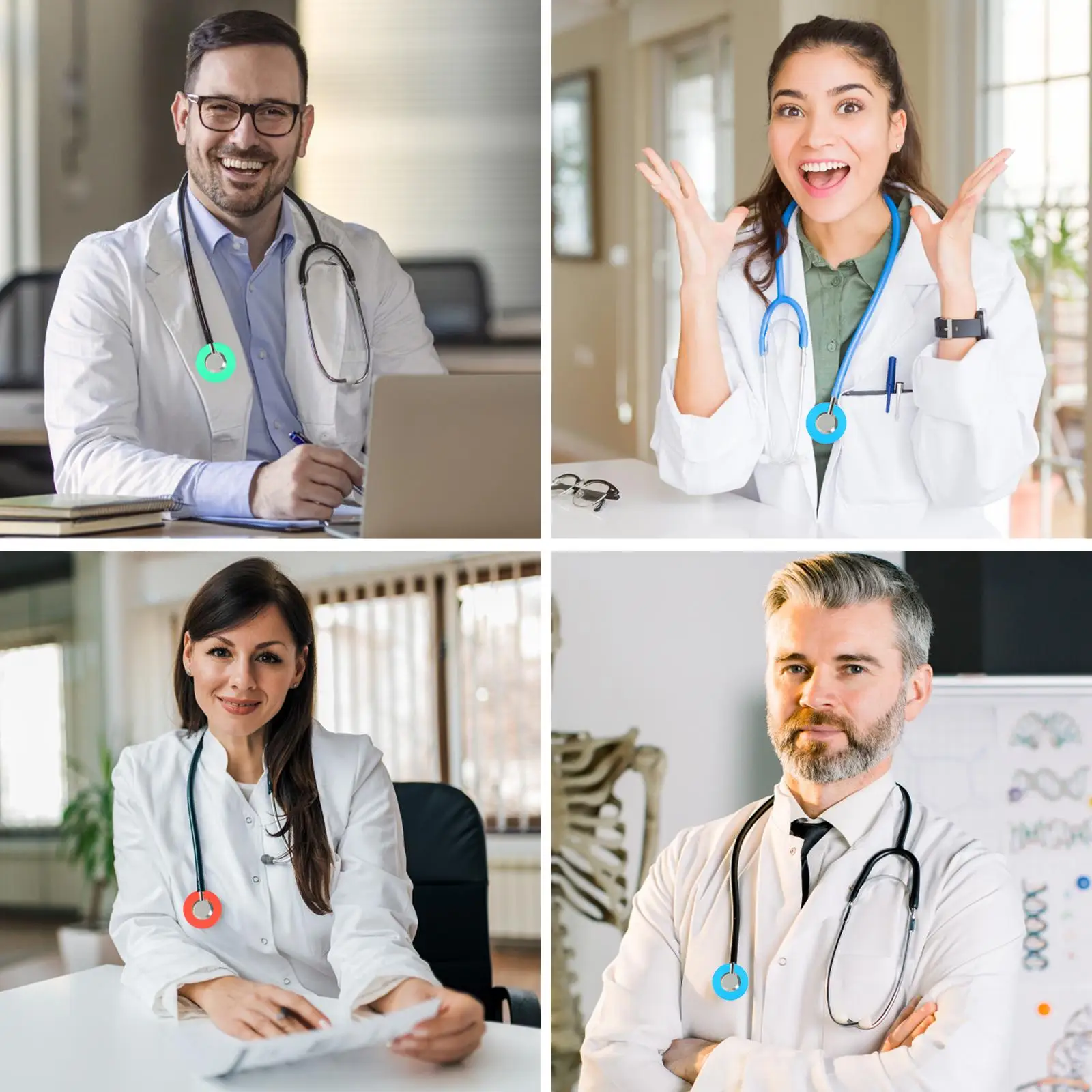 16 Pcs Stethoscope Silicone Cover Replacement Medical Accessories Disposable Head Cover Blue Green Teaching Equipment