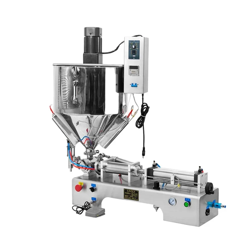 

High performance Semi-automatic single-head paste filling machine with heated tank and mixing system customized