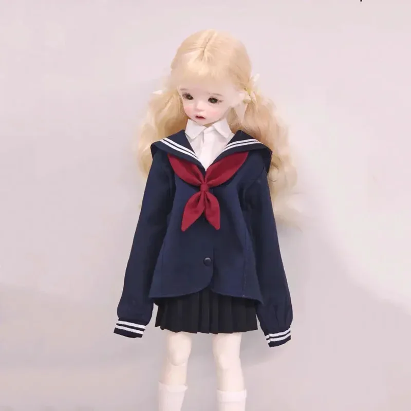 1/4 Doll's Clothes Suit Sailor Collar Set for 45cm Bjd Doll Girl Toys Dress Up Play House Gift Fashion Doll Accessories, No Doll