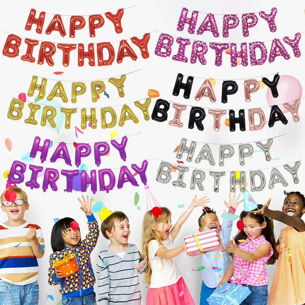 

Happy Birthday Banner kit Mylar Foil Letter Balloon for Kids Adults Birthday Party Background Decor Inflatable Globos Supplies