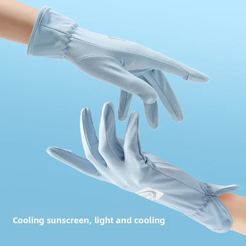 Sunscreen Gloves Women Summer UV Protection Thin Ice Silk Non Slip Dew Finger Touch Screen Outdoor Driving Riding Cycling