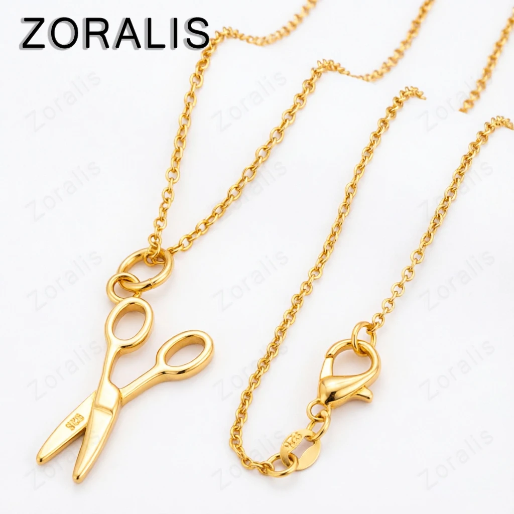 

18K Gold Scissors Pendant Necklace Woman Party Engagement Wedding Birthday Jewelry 16/18/20/22/24/26/28/30 Inch Chain