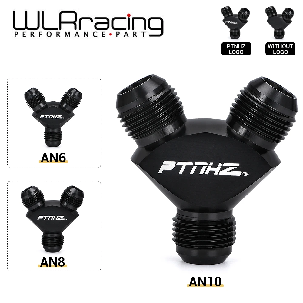 WLR 3 Way AN6 AN8 AN10 Aluminum Y Block Adapter Fittings Adaptor Black Y Type Oil Pipe Joint