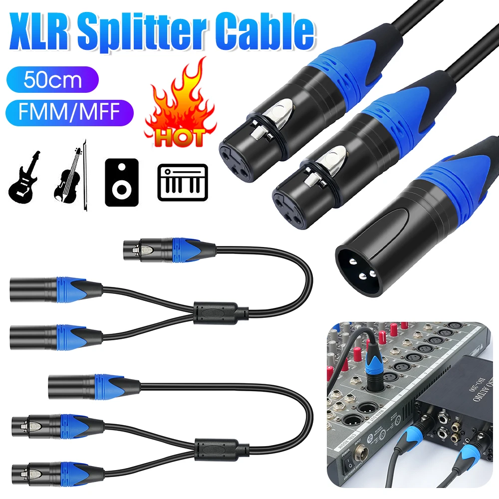 50 cm XLR Buchse Auf Dual XLR Stecker Y Splitter Mic Kabel Mikrofon Splitter Kabel Audio Mikrofon Kabel Adapter für Mixer