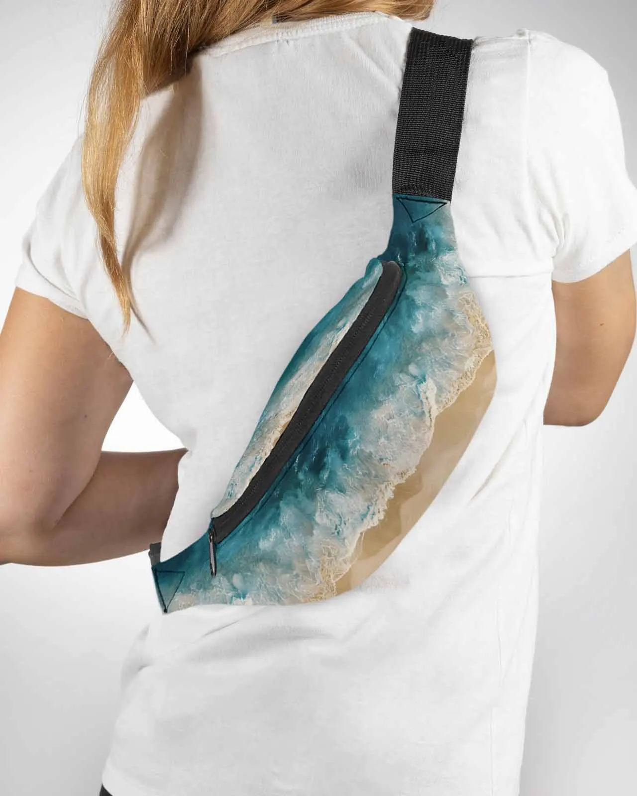 Riñonera impermeable para hombre y mujer, bolsa de cintura con estampado de olas, playa, playa, teléfono, billetera