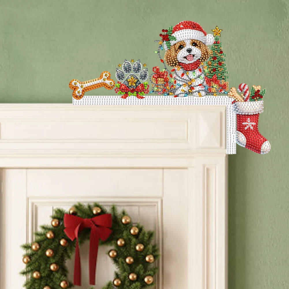 Holz Weihnachten DIY Diamant handgemachte Top Tür Rahmen Eckschild 5D DIY Diamant Malerei Haustür Eckschild für Fenster Wände