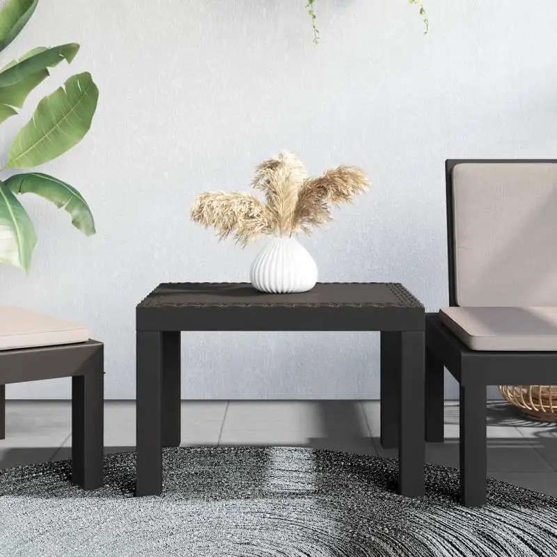 vidaXL Table de jardin en polypropylène anthracite, durable, pliable, portable, légère, 59x47x40 cm, pour terrasse, balcon