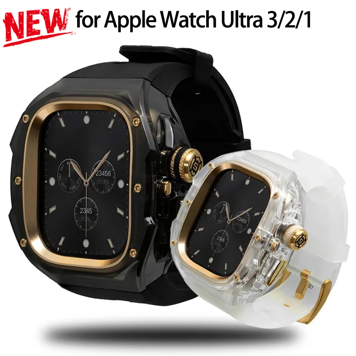NEUES Luxus-Modifikationsset für Apple Watch Ultra 3/2/1 49 mm Gehäuse + Armband für Iwatch 49 mm Displayschutzfolie Bumper-Armband