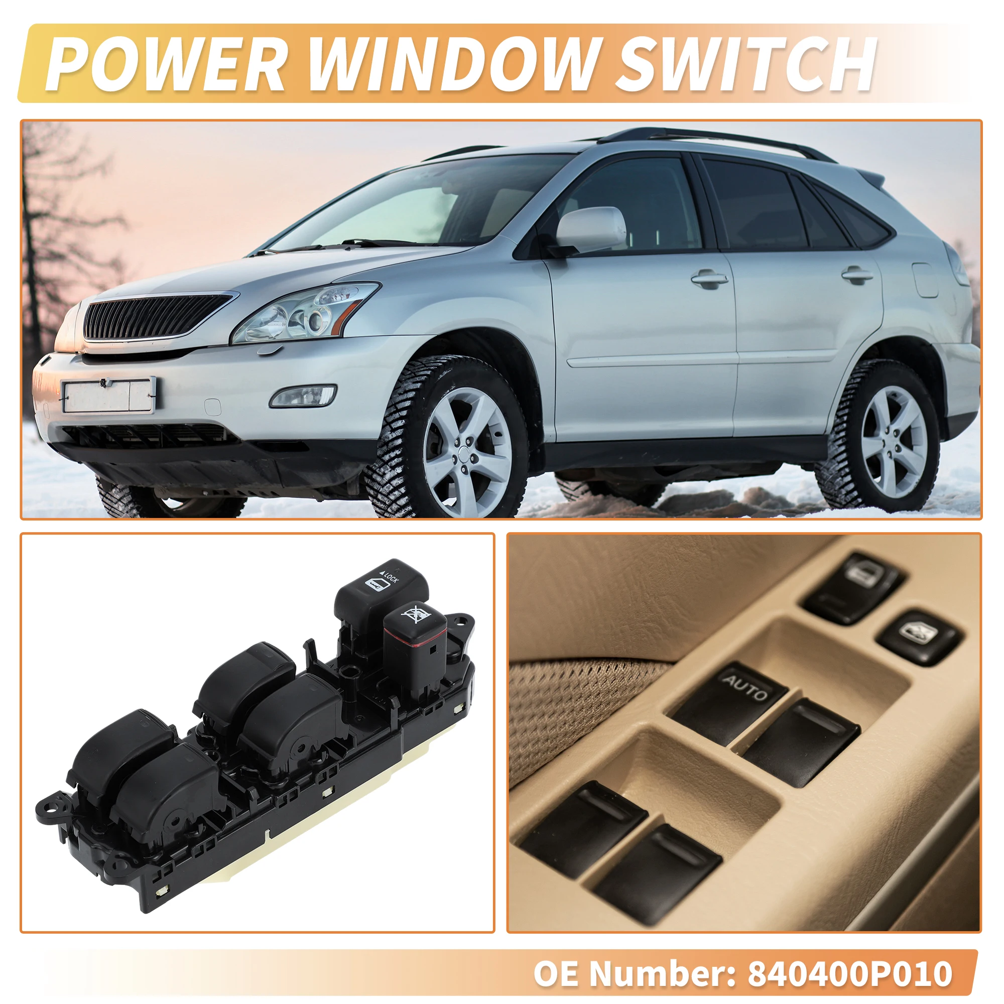 UXCELL Front Left Side Power Window Switch for Lexus RX330 RX350 RX400h No.840400P010