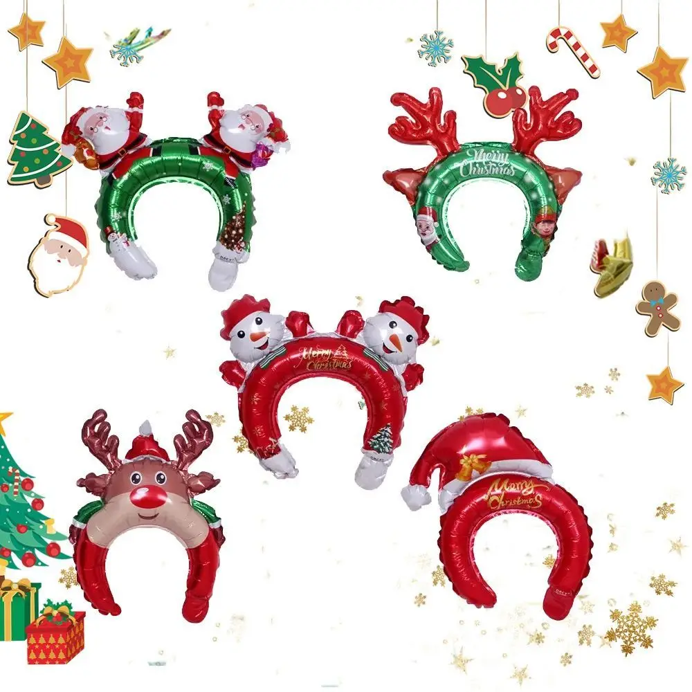 2024 Christmas Party Balloons Santa Claus Strike Stick Ballon Headband Hair Band Foil Balloon Happy New Year Christmas Decors