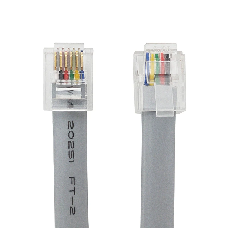 6-core crimped RJ11 crystal connector with 6P6C flat cable - Makeblock / Ability Storm RJ25 connection cable