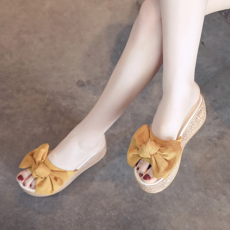 Women Slippers 2024 New Sweet Butterfly Dew Toes Summer Sexy Flower High Heel Women Slide Wedge Shoes