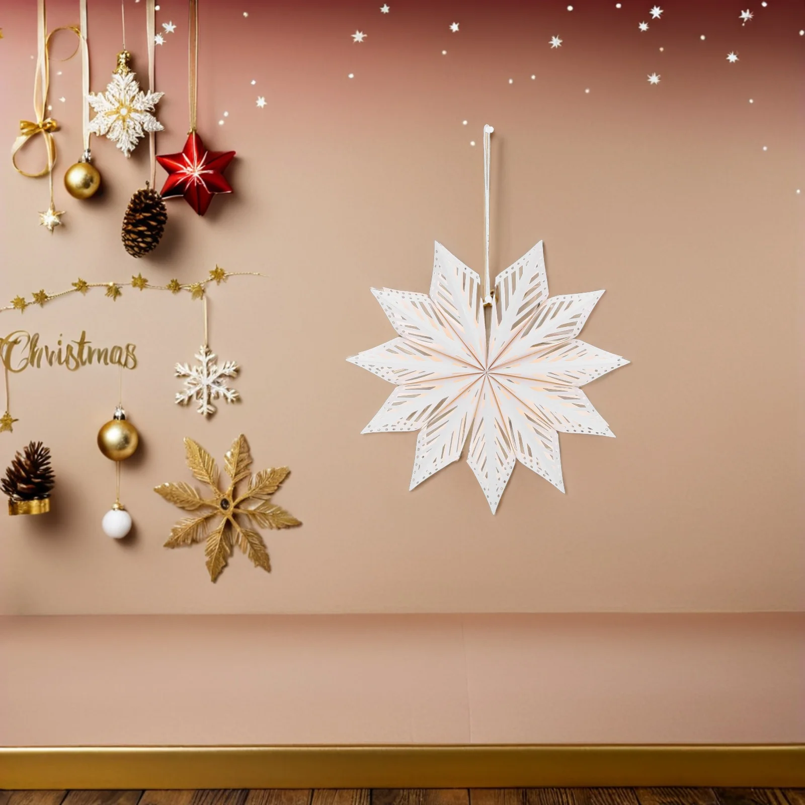 

2Pcs Foldable 3D Snowflake Hanging Decorations Paper Craft Ornaments for Xmas Tree Indoor Ceiling Party Winter Home Decor