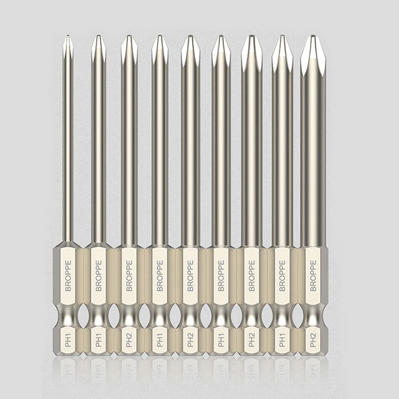 50/75/100/150mm Phillips Electric Screwdriver Bit PH0/1/2 Magnetic Screw Driver Bit S2 Alloy Steel High Hardness Batch Head Bit
