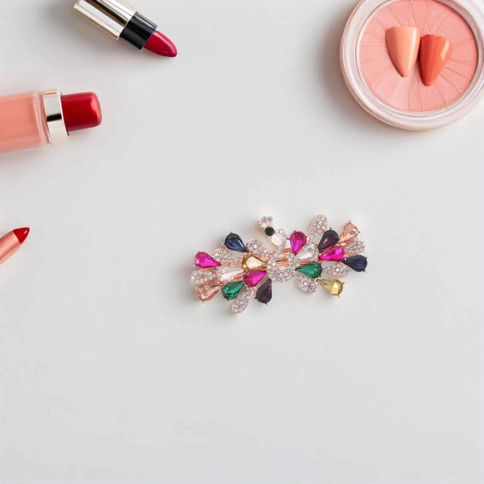 

Peacock Water Drill Hair Clip Sparkling Rhinestone Floral Barrette Elegant Hair Accessories Wedding Prom Bridal Party Hairpin