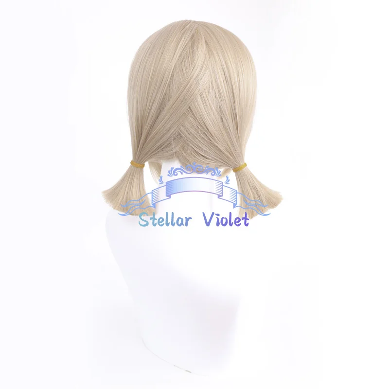 بستاني إيما وودز شعر مستعار لعبة الهوية الخامس تأثيري الشعر الاصطناعية البستاني تأثيري الباروكات 40 سنتيمتر البيج هالوين حفلة غطاء شعر مستعار مجاني