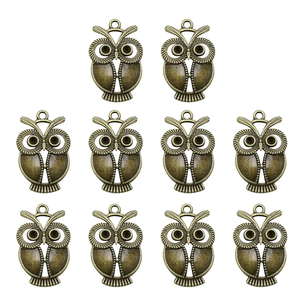 10Pcs Alloy Owl Pendants Vintage Charms DIY Jewelry Making Accessories Necklace Bracelet Keychain Gift Owl Pendants