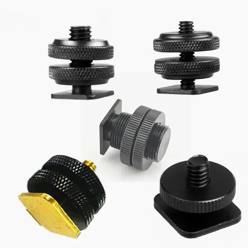 Jadkinsta مزدوجة المكسرات 1/4 3/8 5/8 ترايبود المسمار إلى فلاش الحذاء الساخن محول تركيب محول الحذاء الساخن ل DSLR SLR ملحق