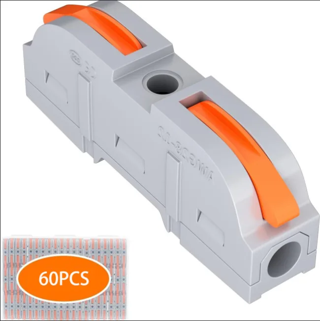 60Pcs Flame Retardant PCT Quick Wire Connectors Push Type Electrical Cable Terminals Assortment for Home Lighting Wiring Project
