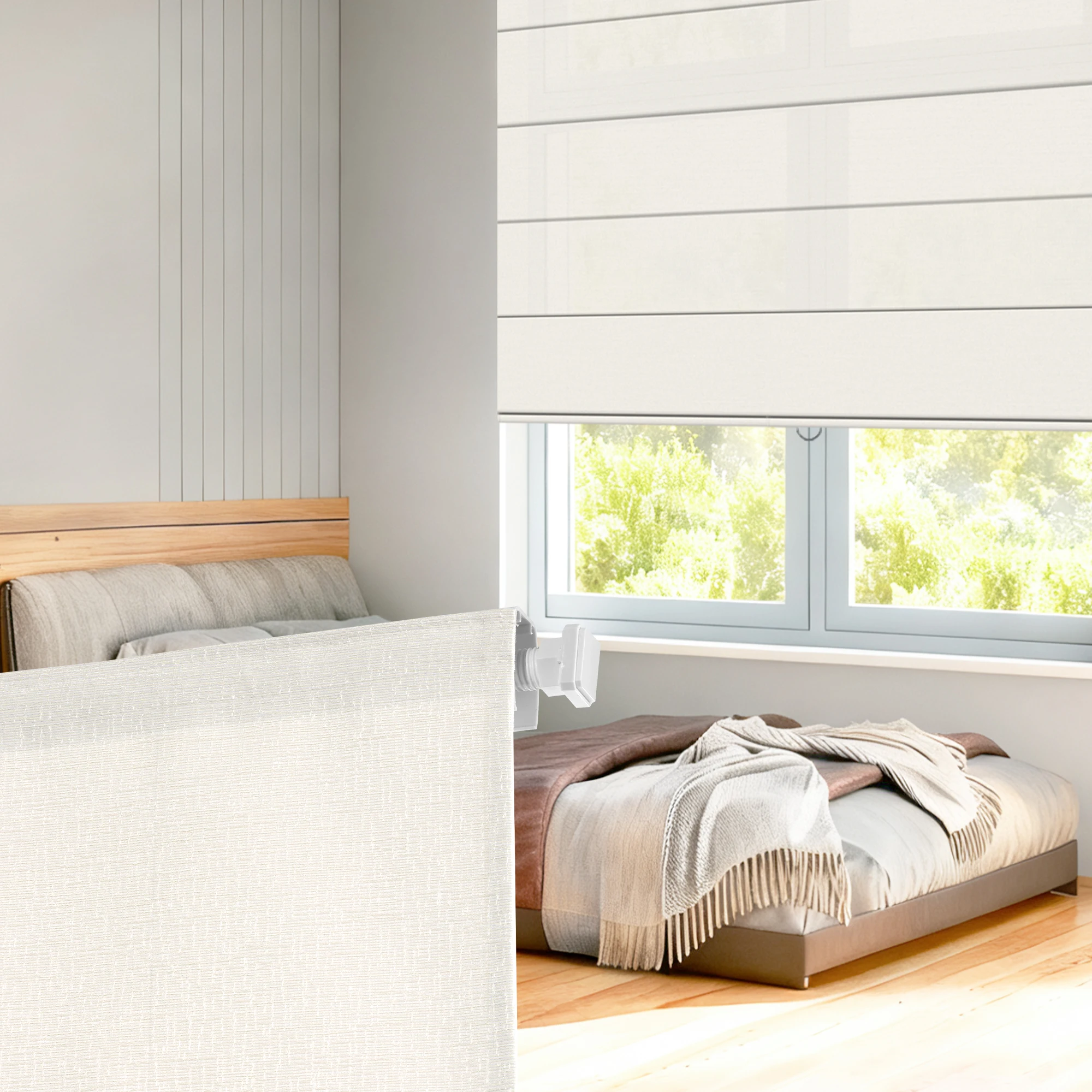 Pocageum Custom Size Blackout Fabric Roller Blinds Window Shades Thermal Insulated Privacy Bead Chain Home Bedroom Office Decor