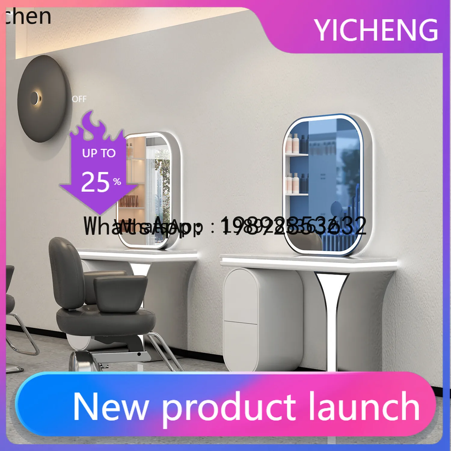 

X1 barber shop mirror perm and dye mirror table hairdressing shop haircut six-person mirror cabinet integrated double-sided