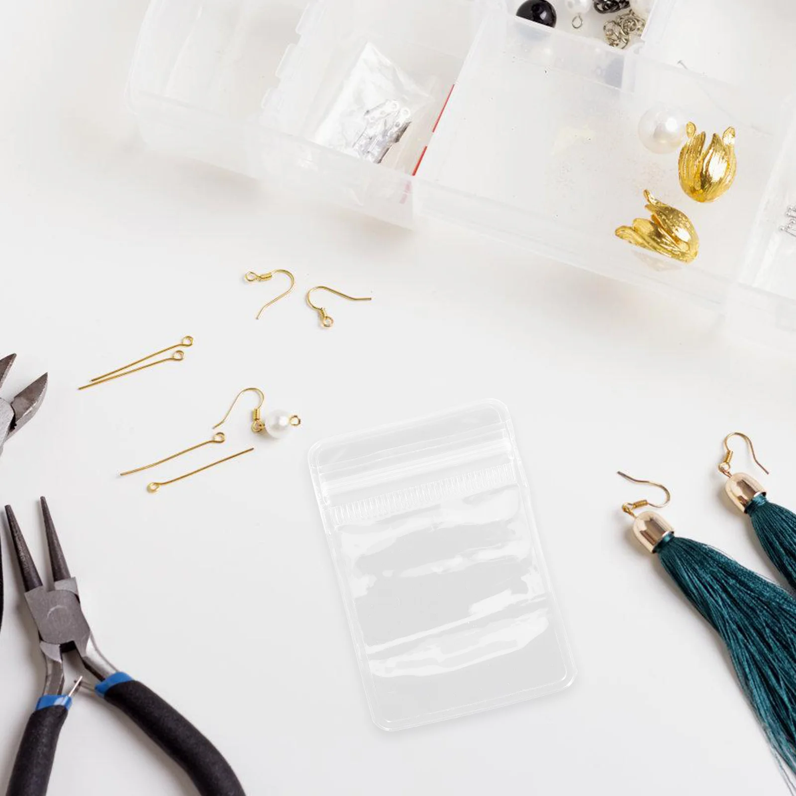 

100Pcs Transparent Jewelry Organizer Bag Zipper Lock Compact Storage Pouch for Earrings Necklaces Bracelets Clear Plastic